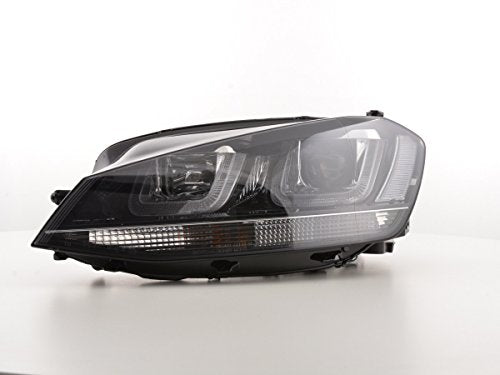 FK Pair / Set Headlights LED DRL VW Golf 7 2012+ black / chrome LHD H1 & H7