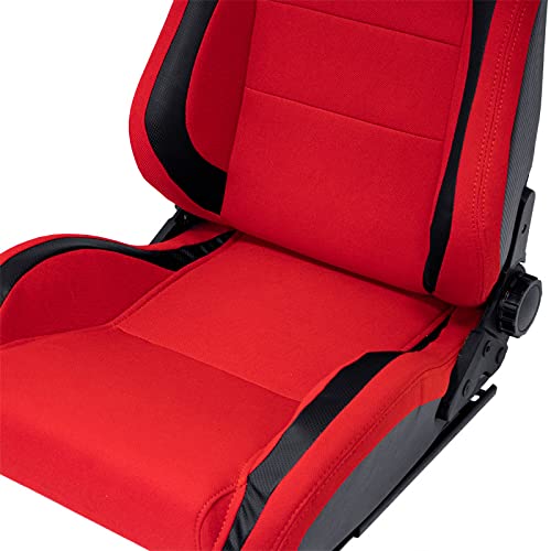 Sport seat 'MS' - Black/Red - Dual-side reclinable back-rest - incl. slides