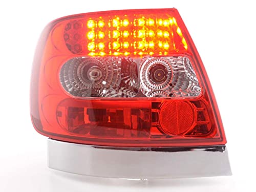 Pair of Rear Lights A. A4 B5 Saloon 95-00 TDI LED Red Chrome-33293261