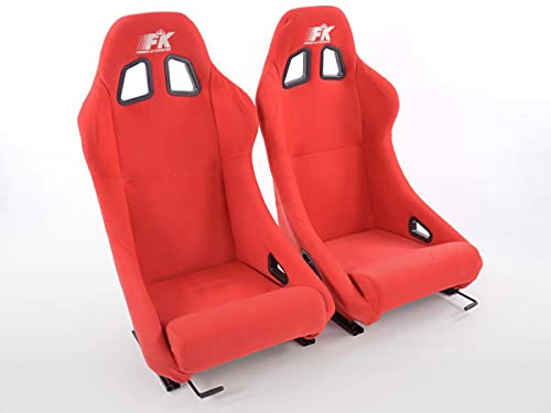 San Francisco 32663805 Pair of Bucket Seat Red Fabric Non-Tilting