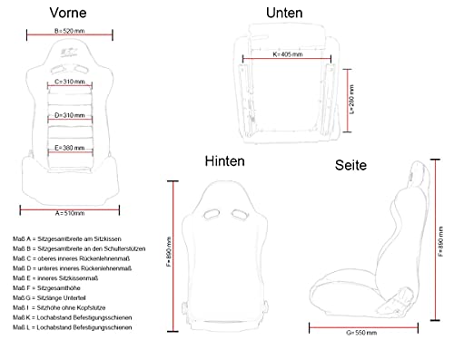 San Francisco 32663805 Paar Schalensitze aus rotem Stoff, nicht kippbar