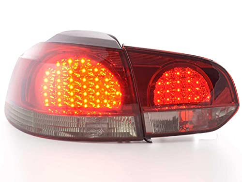 Pair of Rear Lights V Golf 6 2008 to 2012 Smoke Red LED-33505309