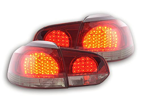 Pair of Rear Lights V Golf 6 2008 to 2012 Smoke Red LED-33505309