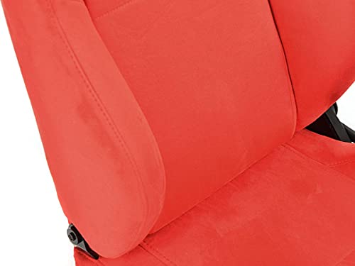 Leipzig 27312961 Pair of Folding Reclining Bucket Seats Red Fabric