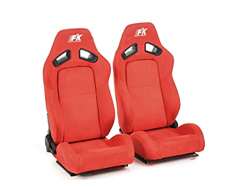 Leipzig 27312961 Pair of Folding Reclining Bucket Seats Red Fabric