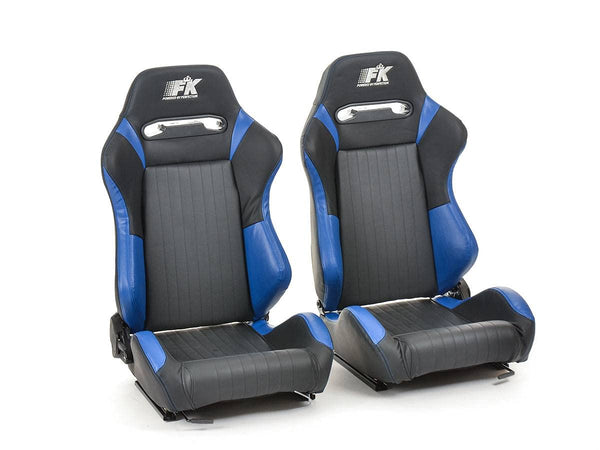 Frankfurt 27312948 Pair of Reclining Flip-Up Bucket Seats Imitation Leather Black Blue