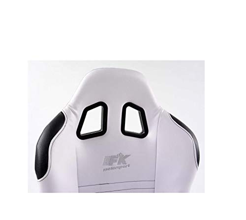 Pair of Ergonomic Performance Sport Bucket Racing Seats New York fabric white black seam black