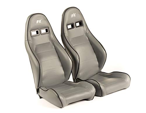 Ergonomic FK Seats Half Bucket Seats Set Dortmund Artificial Leather Grey White