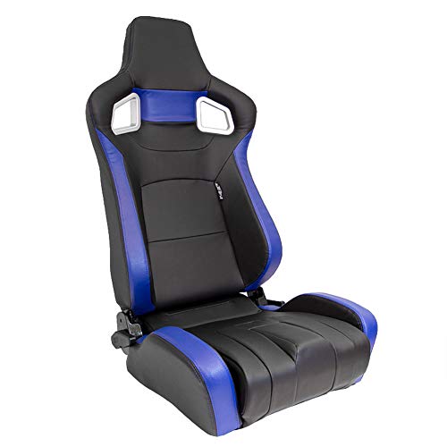 Sport seat 'RS6-II' - Matt-Black/Blue Synthetic leather - Dual-side reclinable back-rest - incl. slides