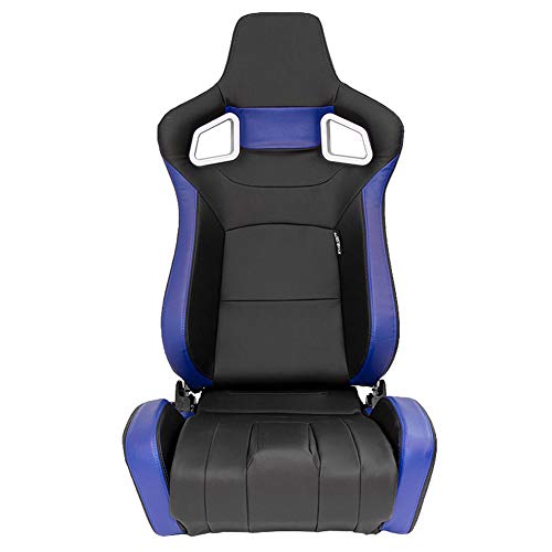 Sport seat 'RS6-II' - Matt-Black/Blue Synthetic leather - Dual-side reclinable back-rest - incl. slides