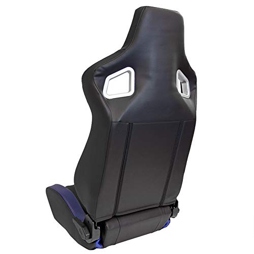 Sport seat 'RS6-II' - Matt-Black/Blue Synthetic leather - Dual-side reclinable back-rest - incl. slides