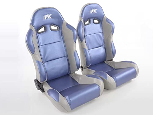 FK-Automotive Sport Seat Set Racing (1xleft+1xright) blue/grey