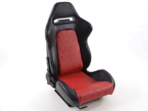 Detroit 27312915 Pair of Bucket Seat Reclining Imitation Leather Black and Red