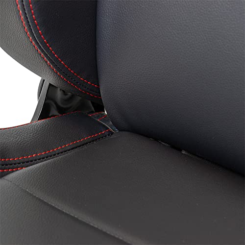 Sport seat 'Eco' - Black Synthetic leather + Red stitching - Left-side reclinable back-rest - incl. slides