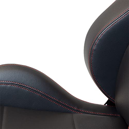 Sport seat 'Eco' - Black Synthetic leather + Red stitching - Left-side reclinable back-rest - incl. slides