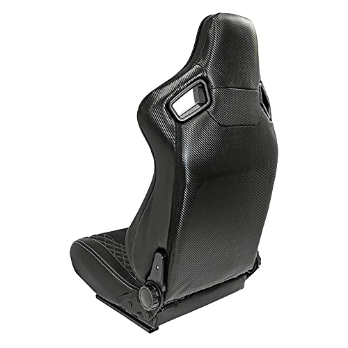 Sport seat 'AK' - Black Synthetic leather + SIlver stitching - Dual-side reclinable back-rest - incl. slides