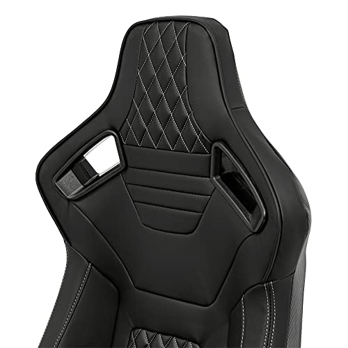 Sport seat 'AK' - Black Synthetic leather + SIlver stitching - Dual-side reclinable back-rest - incl. slides