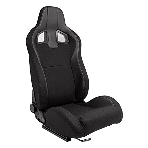 Sport seat 'MR' - Black Synthetic leather + Black Pine Fabric- Dual-side reclinable back-rest - incl. slides