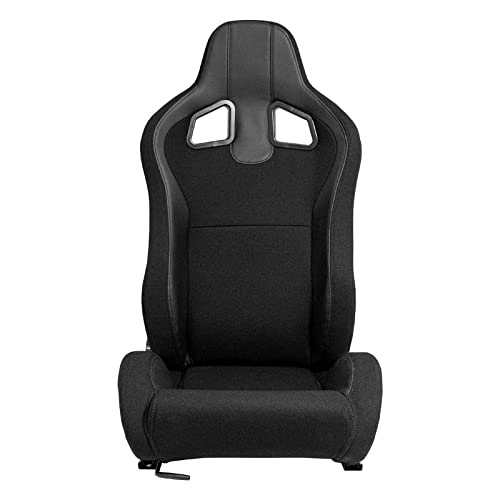 Sport seat 'MR' - Black Synthetic leather + Black Pine Fabric- Dual-side reclinable back-rest - incl. slides