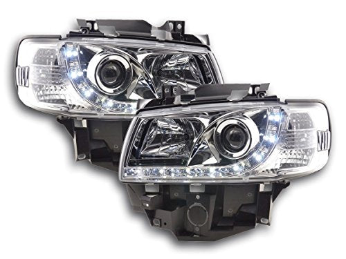 FK Set LED DRL Devil Eye Lightbar Headlights VW Transporter T4 96-03 Chrome RHD