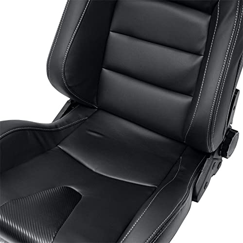 AUTO-STYLE Sport seat 'RK' - Black Synthetic leather + SIlver stitching - Dual-side reclinable back-rest - incl. slides