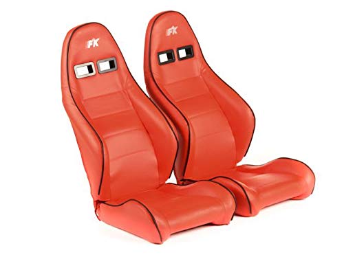 FK Sport Seat Half Shell Seat Set Dortmund Artificial Leather Red Piping White