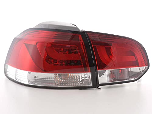 Pair of Rear Lights V Golf 6 1K 2008 to 2012 Red Chrome LED-33832684