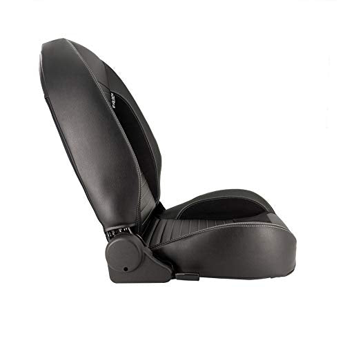 Sport seat 'Classic II ' - Black Synthetic Leather + Suede + Grey stitching - Right-side reclinable back-rest - incl. slides