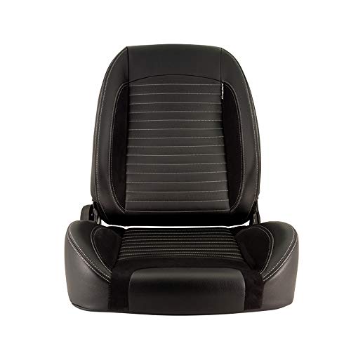 Sport seat 'Classic II ' - Black Synthetic Leather + Suede + Grey stitching - Right-side reclinable back-rest - incl. slides