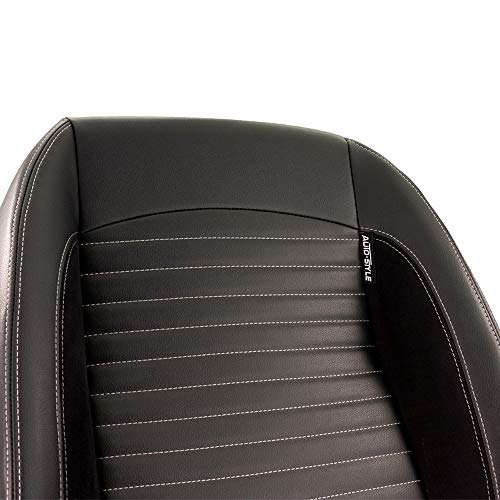 Sport seat 'Classic II ' - Black Synthetic Leather + Suede + Grey stitching - Right-side reclinable back-rest - incl. slides