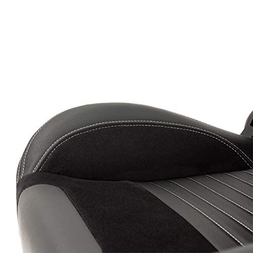 Sport seat 'Classic II ' - Black Synthetic Leather + Suede + Grey stitching - Right-side reclinable back-rest - incl. slides