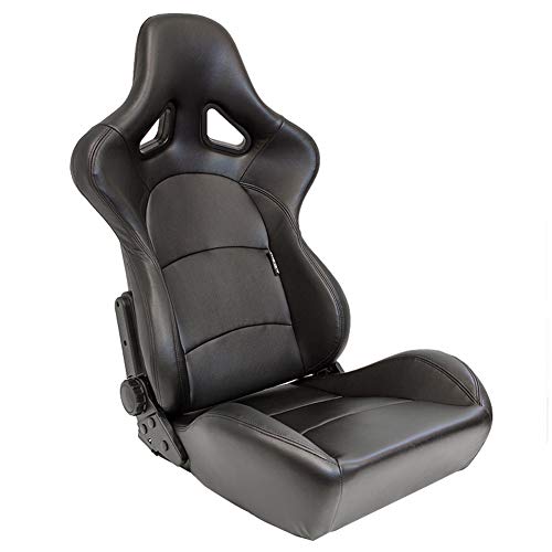 Sport seat 'BS2' - Black Synthetic leather - Dual-side reclinable fibreglass back-rest - incl. slides