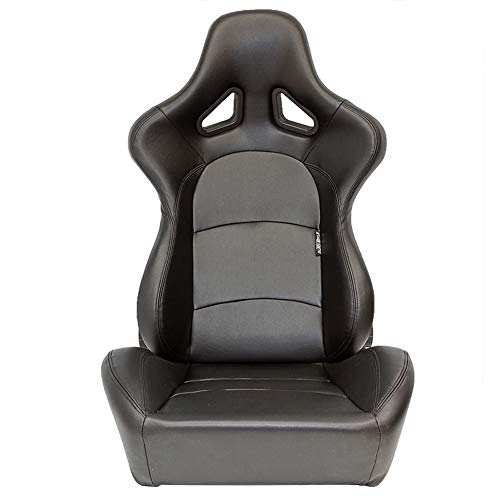 Sport seat 'BS2' - Black Synthetic leather - Dual-side reclinable fibreglass back-rest - incl. slides