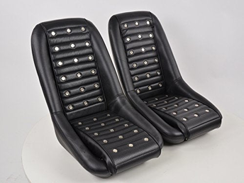 FK Oldtimersitze Car full bucket seats Set Classic 1 artificial leather black without headrest including running rails