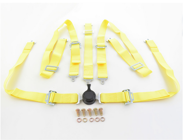 FK harness 4 point universal seat belt yellow track rally race bucket safety - LJ Automotive