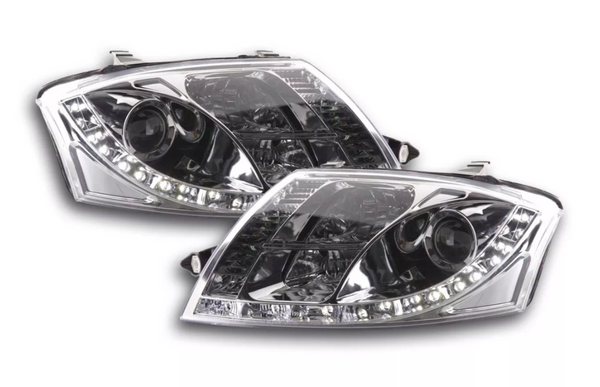 FK LED DRL Lightbar Projector headlights Audi TT 8N 99-06 chrome 1.8 3.2 LHD