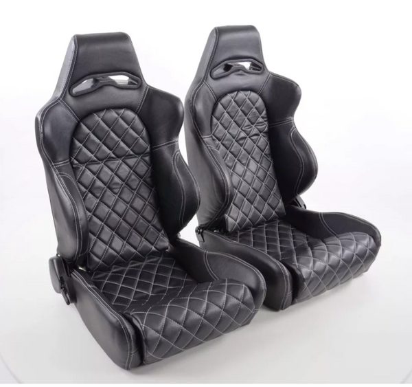 FK Universal Reclining Bucket Sports Seats - Deluxe Quilted Stitch Black Edition