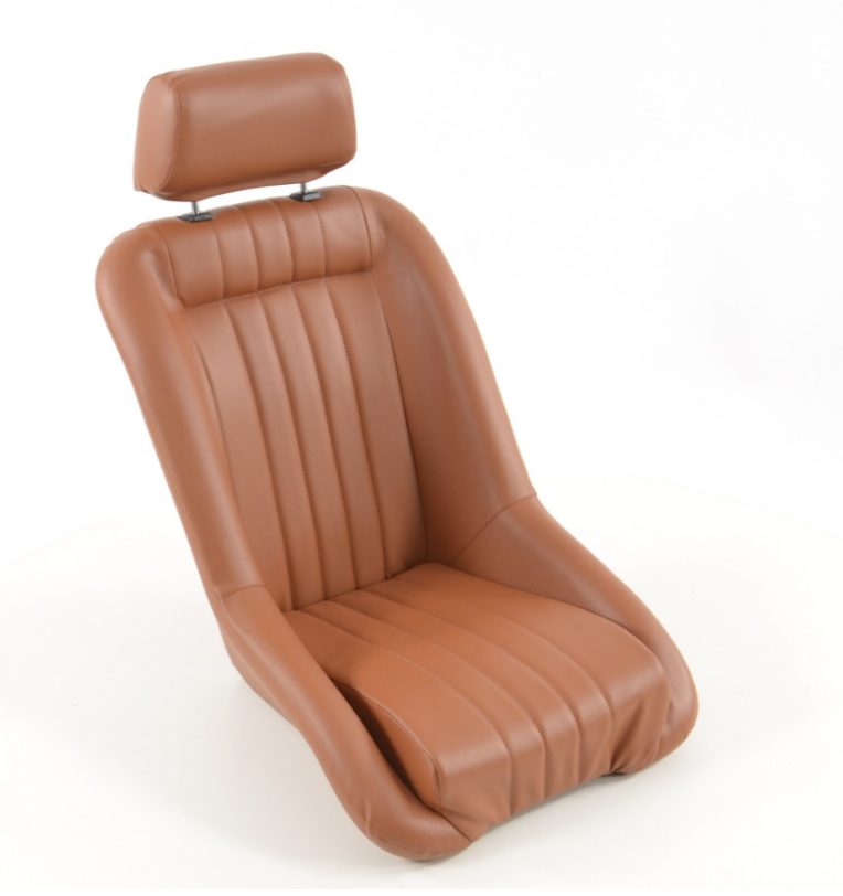 FK Pair Light Brown Piping Classic Car Retro Kit Sports Fixed Back Bucket Seats