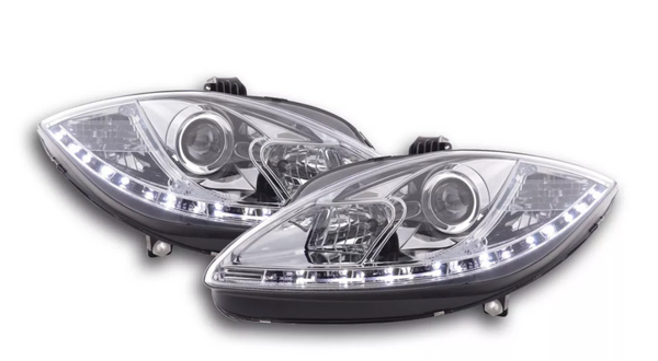 FK Pair LED DRL Projector Eye headlights Seat Leon 1P 2 MK2 09+ chrome RHD