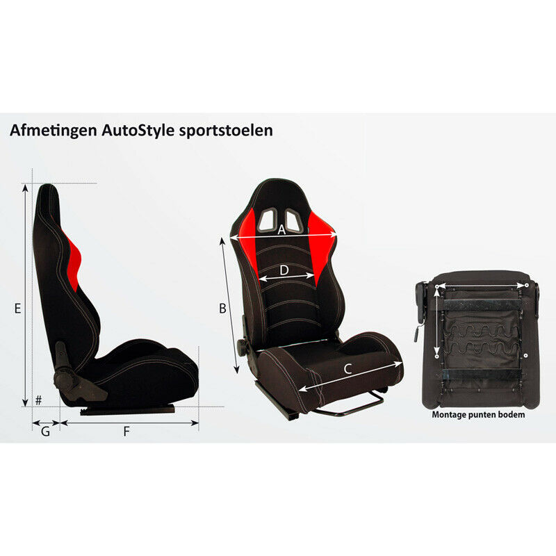 AUTOSTYLE x1 Univ Single Sports Bucket Seat Red Synthetic Leather runners - LJ Automotive