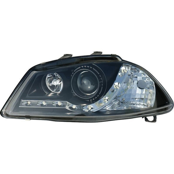 AS Pair LED DRL Halo Headlights Seat Ibiza / Cordoba 6L 2002-2008 - Black LHD