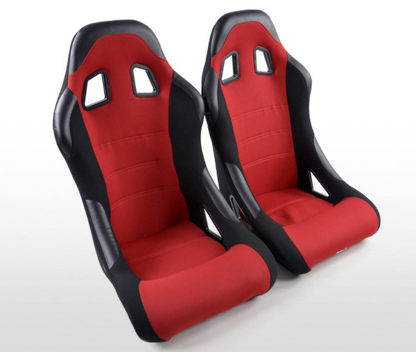 FK Full Bucket Sports Seats Set Pair Red Kit Race Track Kit Car 4x4 Custom - LJ Automotive