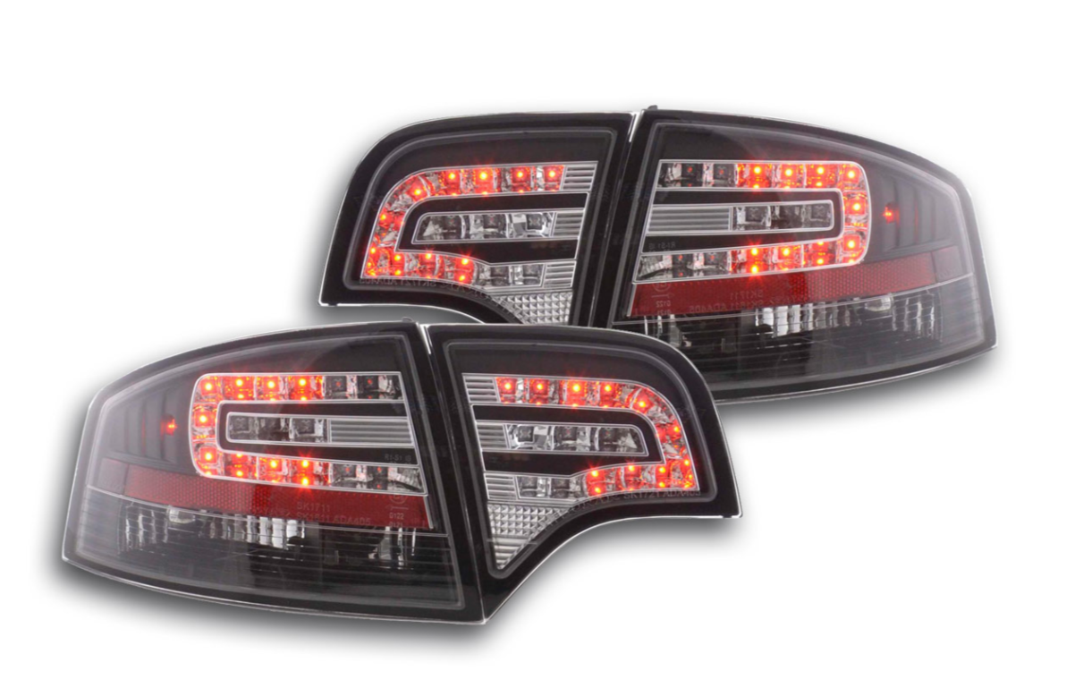 FK Pair Set Rear LED lights Audi A4 B7 8E Saloon 04-07 Red Black Smoke S4 LHD - LJ Automotive