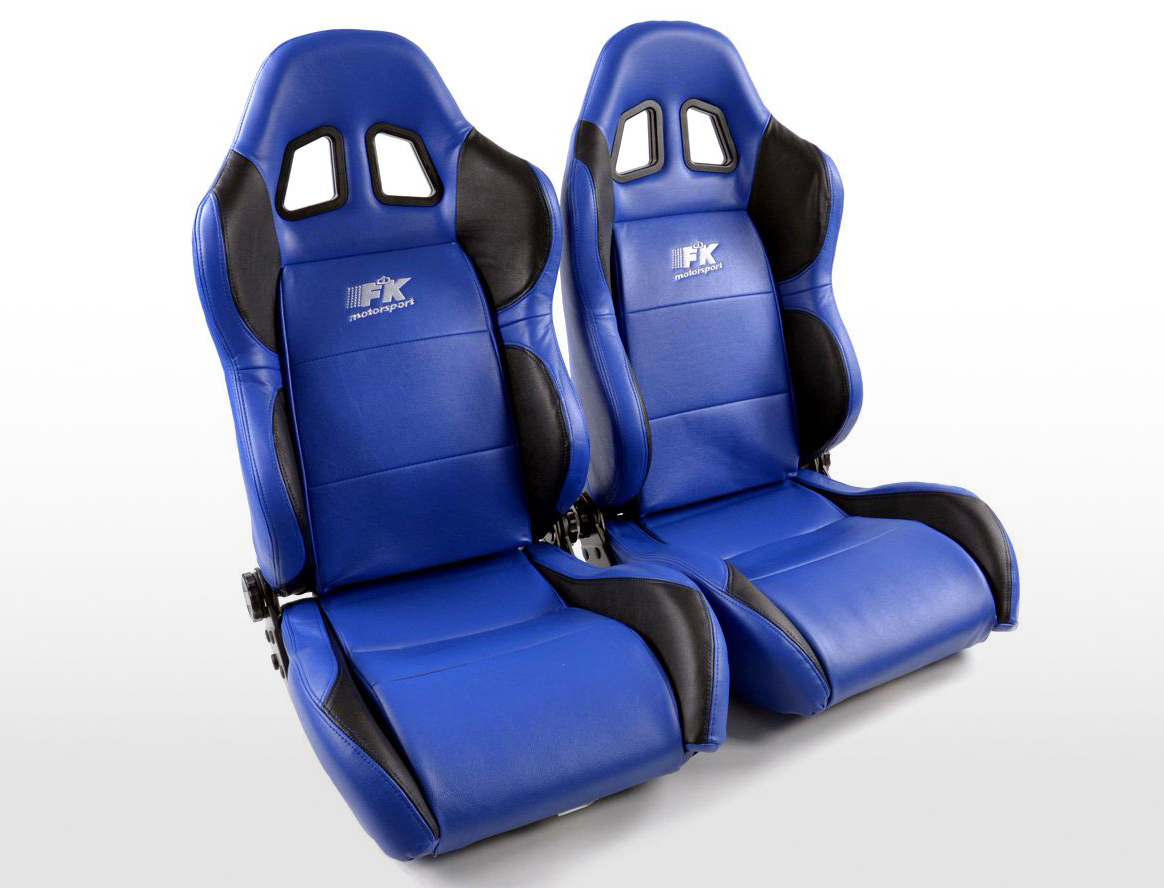 FK Universal Bucket Sports Seats Set Blue & Black - LJ Automotive