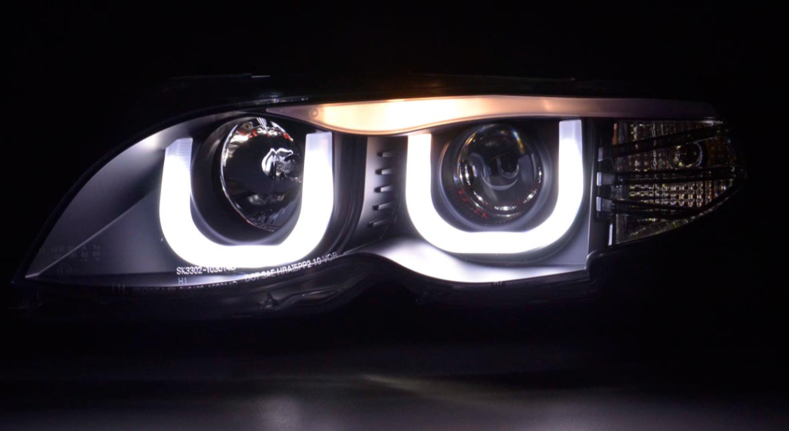 FK Pair LED DRL Projector headlights BMW 3-Series E46 saloon Touring 02-05 RHD - LJ Automotive