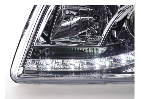 FK Pair LED DRL Projector headlights VW Van Camper Transporter T5 03-09 chrome - LJ Automotive