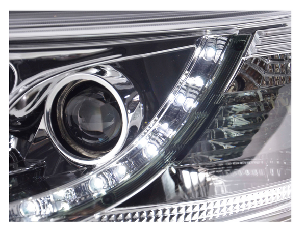 FK Pair LED DRL Projector headlights VW Van Camper Transporter T5 03-09 chrome - LJ Automotive