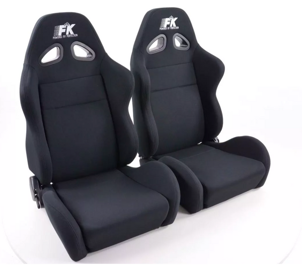 FK Pair Universal Reclining Bucket Sports Seats Black Edition Textile Motorsport