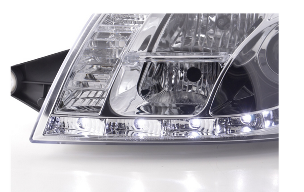FK AUDI TT 99-06 8N LHD BRIGHT CHROME LED DRL DEVIL EYE R8 STYLE HEADLIGHTS - LJ Automotive