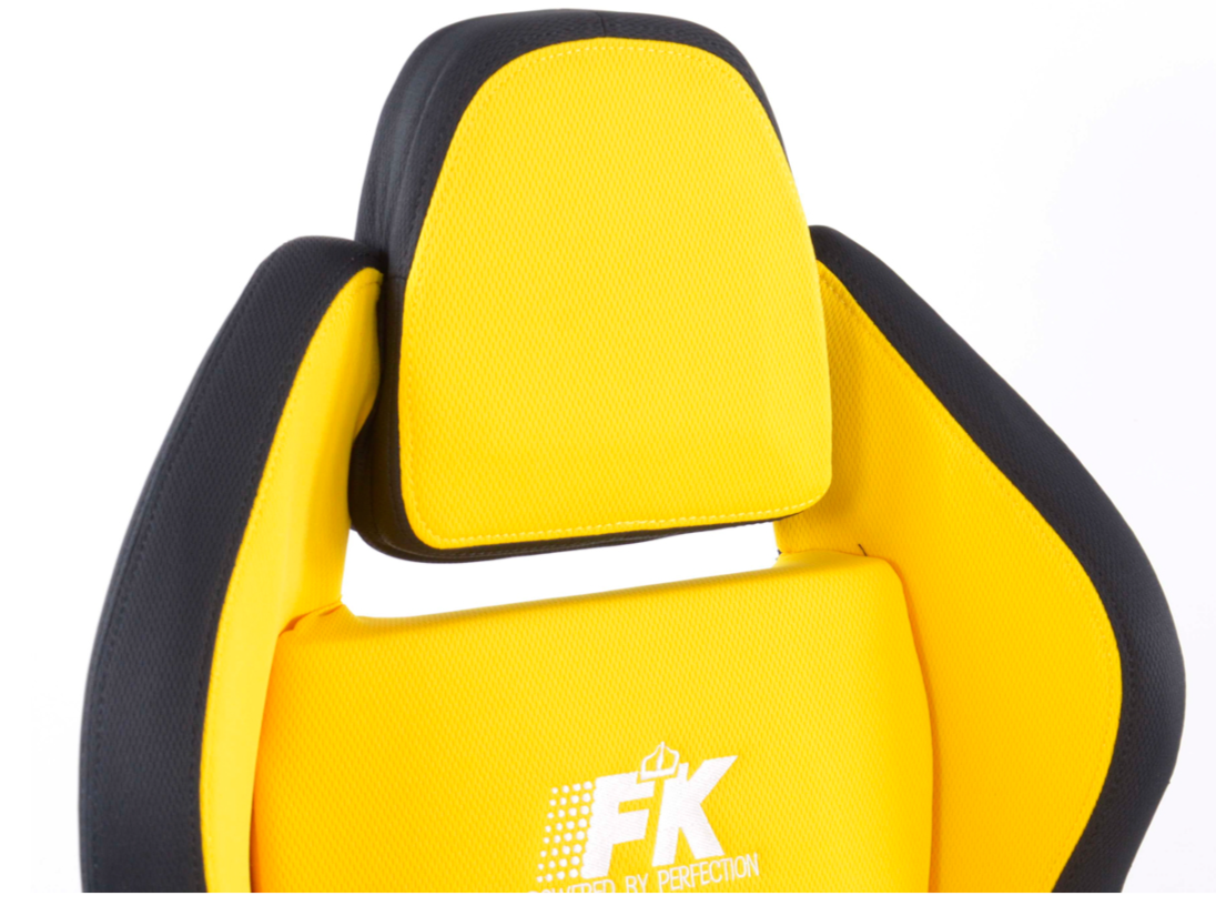 FK Pair Universal Reclining Bucket Sports Seats - Race Black & YELLOW Edition